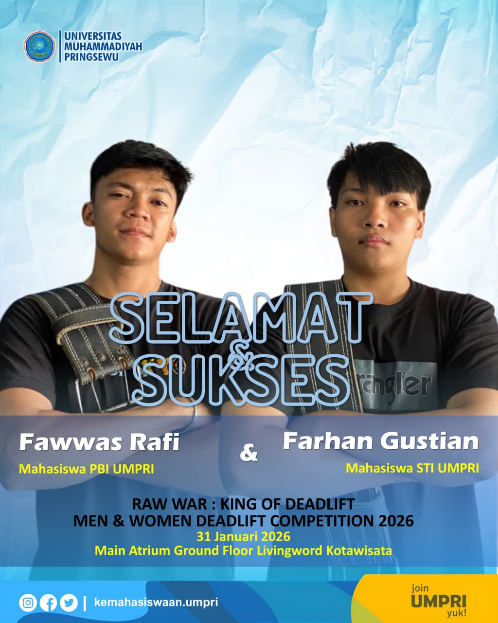 UMPRI Siap Unjuk Gigi di Ajang RAW WAR: KING OF DEADLIFT 2026